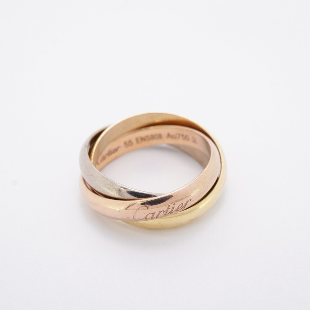 Cartier Trinity Ring, Classic Model, 18K Yellow Gold, White Pink #55, for Men... - Picture 3 of 9